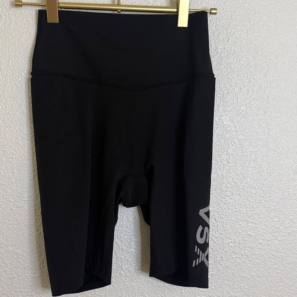 Victoria's Secret- Elevate Black Pocket Bike Shorts-VSX logo- medium